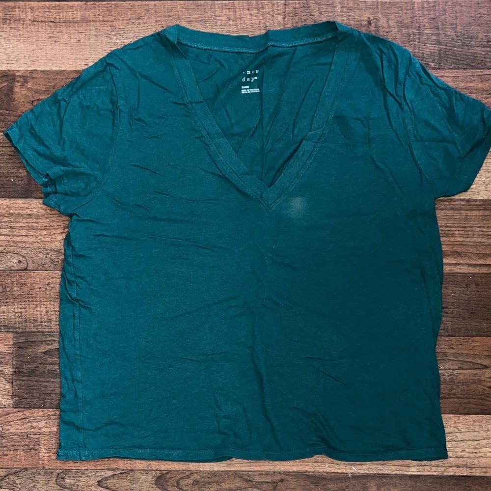 a new day Teal Short Sleeve V-Neck Top